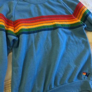 Aviator Nation Blue Sweatshirt with Red and Yellow Accents